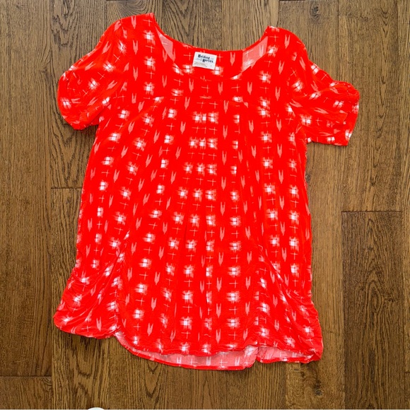 Anthropologie Holding Horses Orange Ikat Tunic Top w Pockets - Picture 4 of 10